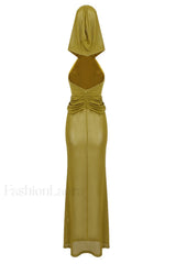 Carleigh Ruche Maxi Charming Dress With Headscarf