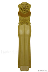 Carleigh Ruche Maxi Charming Dress With Headscarf