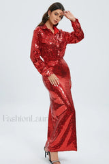 Carlotta Sequin Top Charming + Skirt Set