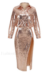Carlotta Sequin Top Charming + Skirt Set