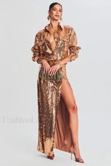 Carlotta Sequin Top Charming + Skirt Set XS / Champagne