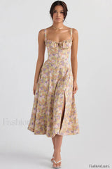 Carmen Elegant Bustier Sundress XS / Peony Print