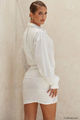 Carys White Stylish Draped Shirt Dress