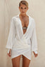 Carys White Stylish Draped Shirt Dress S / White