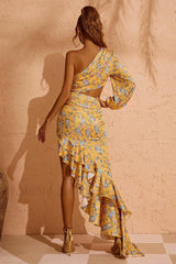 Cassidy One Shoulder Charming Floral Maxi Dress