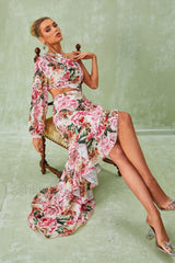 Cassidy One Shoulder Charming Floral Maxi Dress