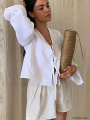 Casual Hollow V Neck Streetwear Blouse