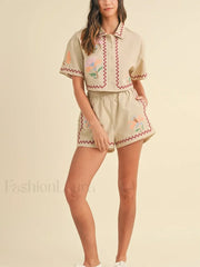 Casual Loose Top Shorts Two Piece Set