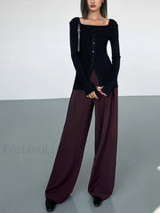Casual Pleated Graceful Wide Leg Pants Pants