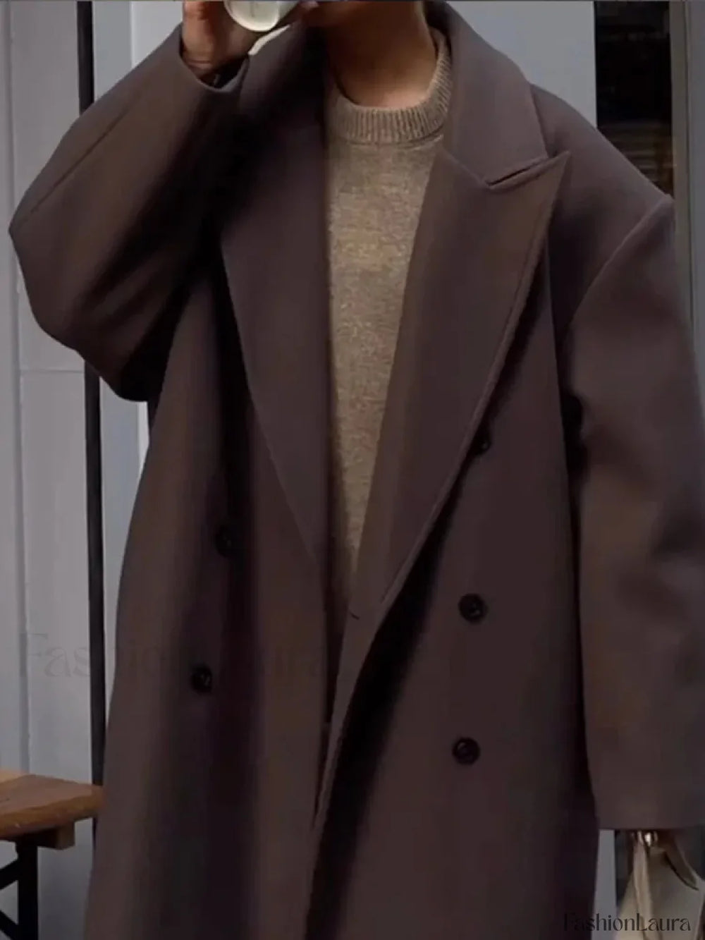 Casual Solid Double Breasted Long Overcoats