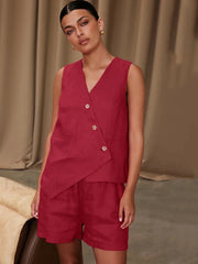 Casual Spaghetti Strap Crop Shorts Two Piece Set