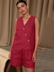 Casual Spaghetti Strap Crop Shorts Two Piece Set