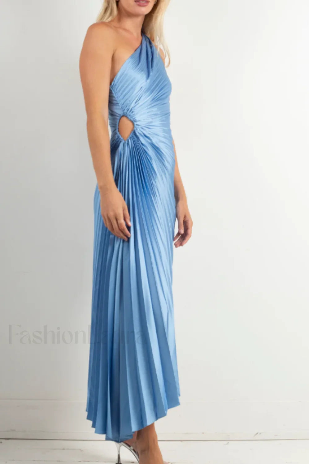 Catalina One Shoulder Charming Pleated Satin Dress