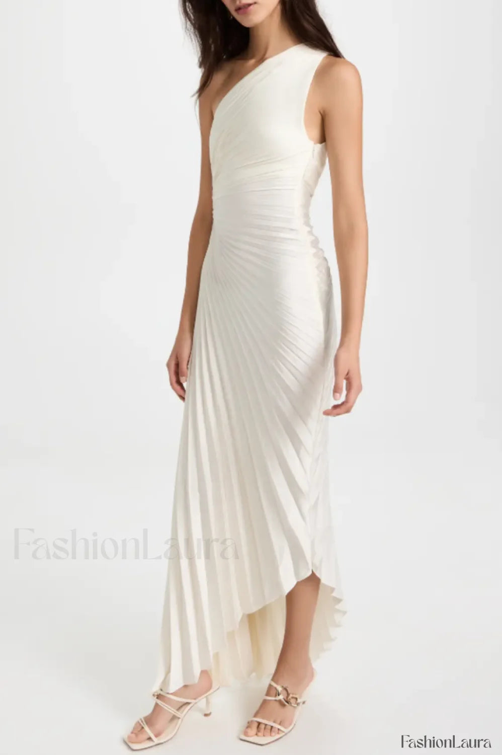 Catalina One Shoulder Charming Pleated Satin Dress