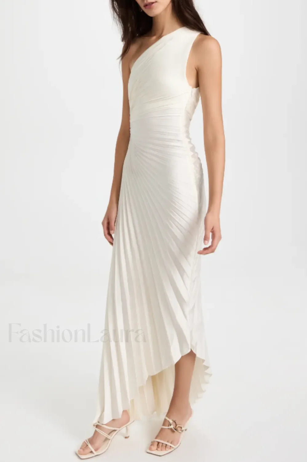 Catalina One Shoulder Charming Pleated Satin Dress