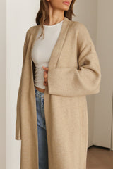 Draped Open Front Knit Overcoat