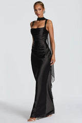 Square Neck Tie Waist Bodycon Mermaid Prom Dress