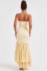 Strapless High Slit Backless Bodycon Slim Fit Elegant Prom Dress