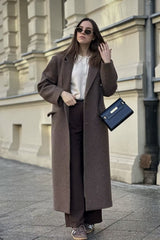 Relaxed Fit Wool Lapel Long Overcoat