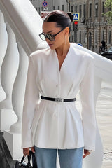 V Neck Waist Detail Blazer