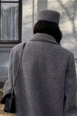 Button Detail Wool Blend Overcoat