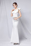 Off Shoulder Mermaid Maxi Party Dress White / S