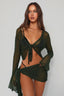 Sheer Cardigan Cover Up Maxi Skirt Set