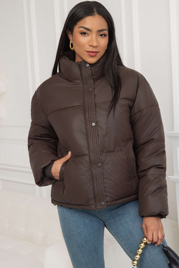 Cropped Stand Collar Puffer Jacket