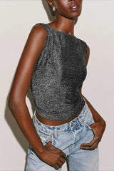 Y2K Sequin Sleeveless Bodycon Tank Top