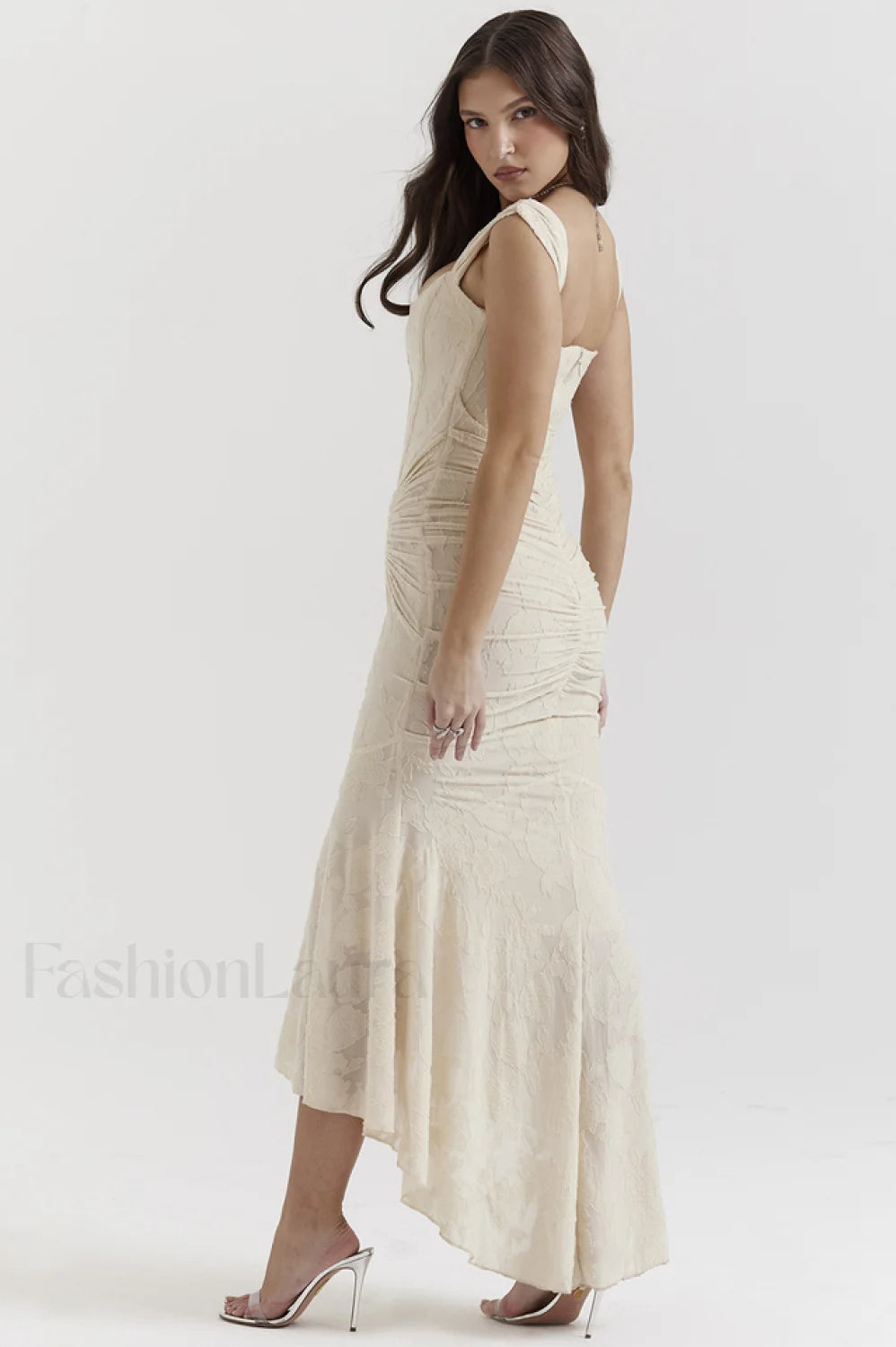 Cesca Retro Cream Charming White Floral Maxi Dress