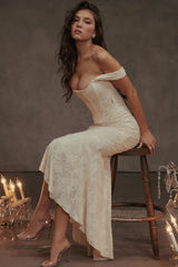 Cesca Retro Cream Charming White Floral Maxi Dress