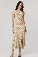 Polka Dot Crop Top High Waist Pencil Skirt Set