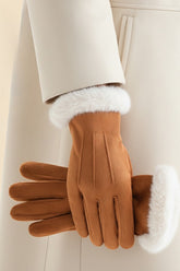 Windproof Fleece Lined Suede Touchscreen Gloves