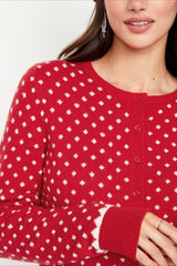 Christmas Red polka dots Dots Snowy Long Sleeve Sweater Red / One size