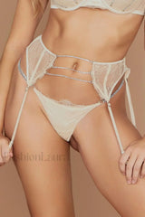 Chain Bra & Charming Underwear Garter Belt Set