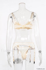 Chain Bra & Charming Underwear Garter Belt Set