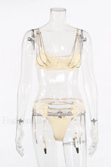 Chain Bra & Charming Underwear Garter Belt Set