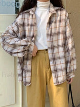 Checkered Print Button Blouse Camel / S Shirts