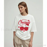 Cherry Delicious Raccoon Meme Graphic T Shirt WHITE / S