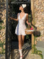 Cherry Print Draped Mini Dress WHITE / S