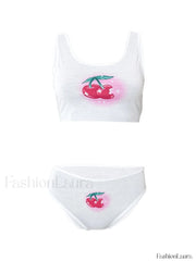 Cherry Print Two Piece Set Two Piece Outfits
