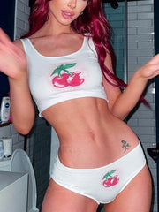 Cherry Print Two Piece Set Two Piece Outfits