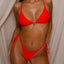 Cherry Thong Solid Micro Bikini Set RED1 / S