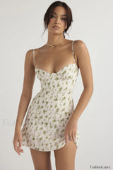 Christiana Elegant Mini Dress XS / Garden Print