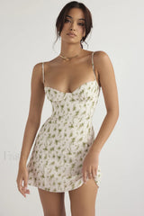 Christiana Elegant Mini Dress XS / Garden Print