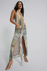Cindy Plunge Stylish Maxi Dress