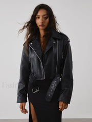 City Walk Graceful Faux Leather Jacket PU Leather Jackets