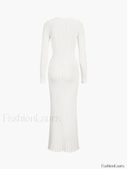 Coastal Allure Knotted Trendy Long Sweater Dress Sweaters L