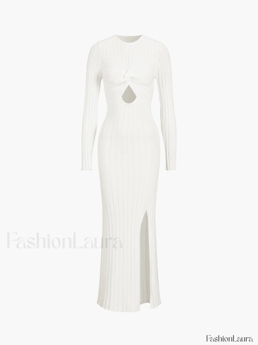 Coastal Allure Knotted Trendy Long Sweater Dress White / XS Sweaters L