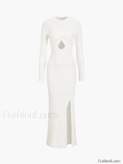 Coastal Allure Knotted Trendy Long Sweater Dress White / XS Sweaters L